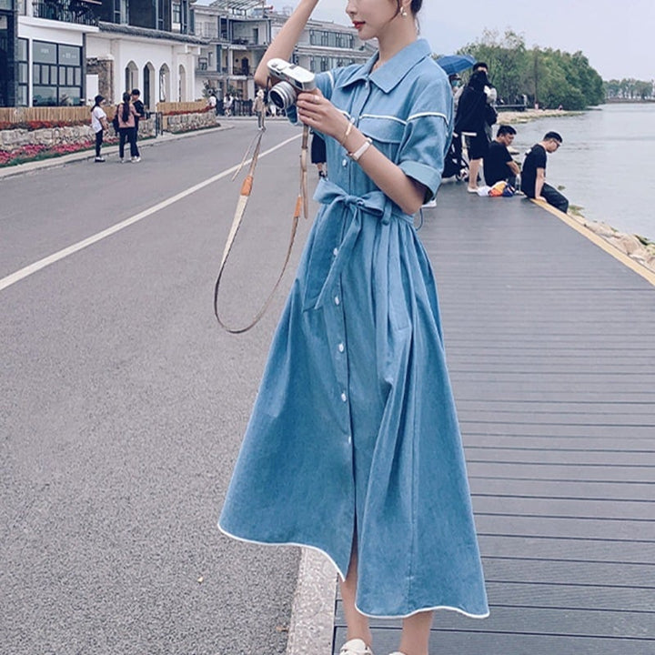 【dress】人気上昇中 ファッションデニムシャツワンピース　M16996