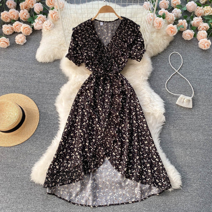 【dress】優しい雰囲気スウィート花柄ワンピース着瘦せ　M17382