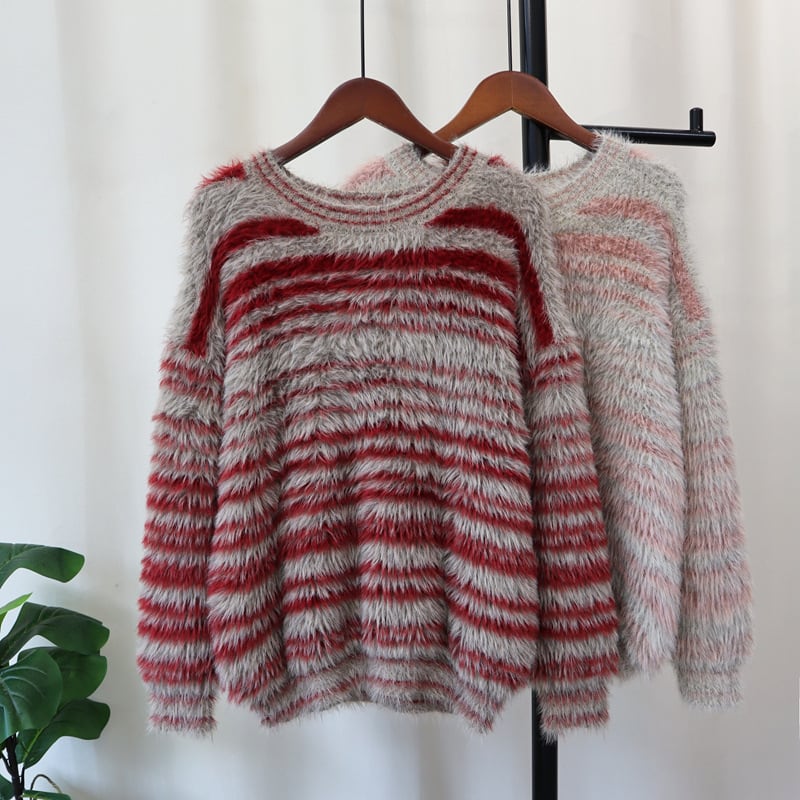 【tops】ボーダー柄ニットセーター　M26865