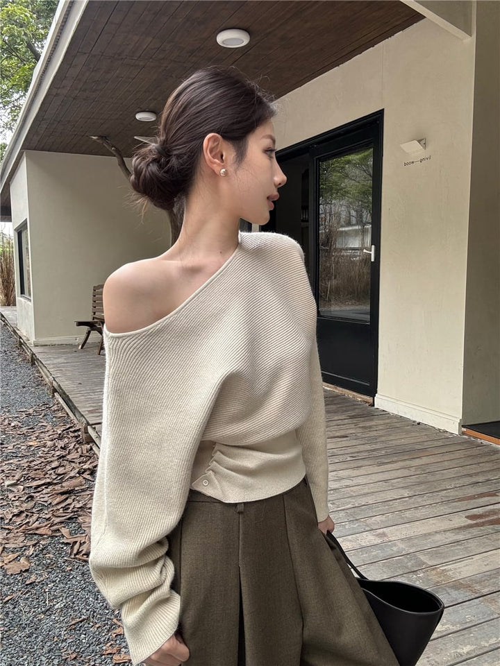 【tops】オフショルダーニットトップス　N2885