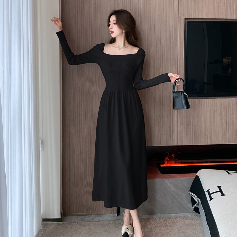 【dress】無地ニットワンピース　M17975