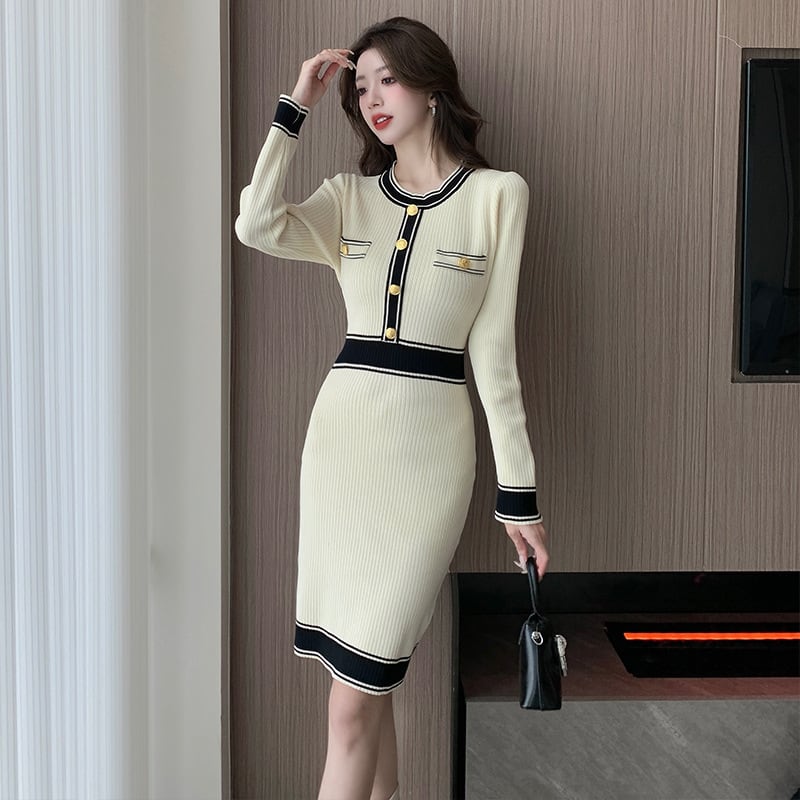 【dress】輝いて超人気 ! エレガントニットワンピース　M17511