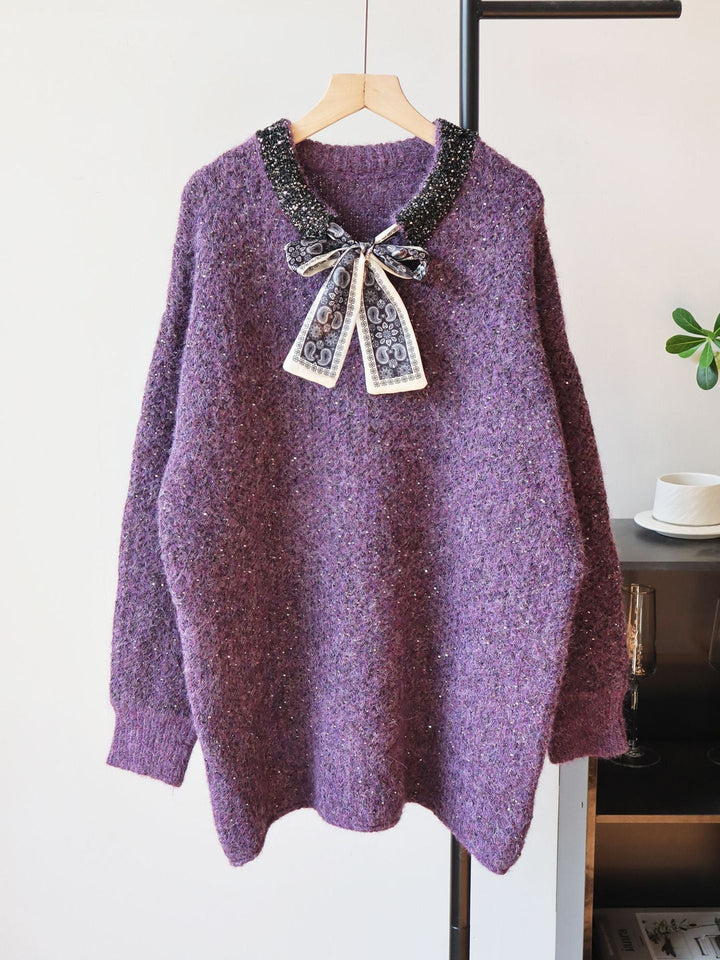【tops】スパンコール付きニットトップス Q7919
