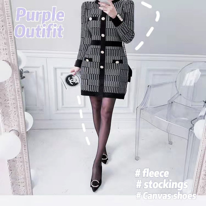【dress】ボタンデザインニットワンピース　M17899