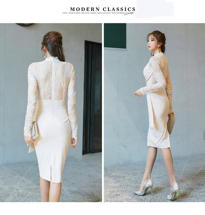 【dress】レース切り替えデートワンピース韓国系着心地良い　M17157