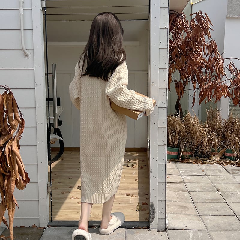 【dress】無地ニットワンピース　M18235