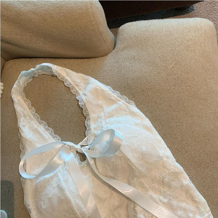 【tops】リボン付きレースキャミソール　M29528