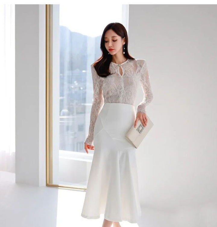 【dress】レース切り替えワンピース　M27301