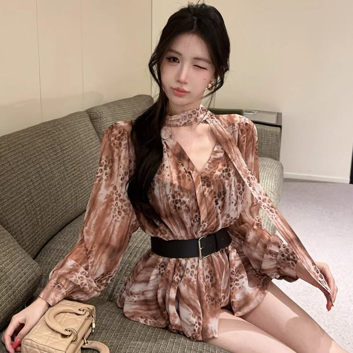 【tops】ベルト付きシフォントップス Q8336