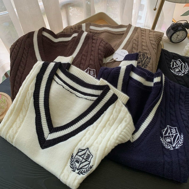 【tops】刺繍ニットベスト　M28338