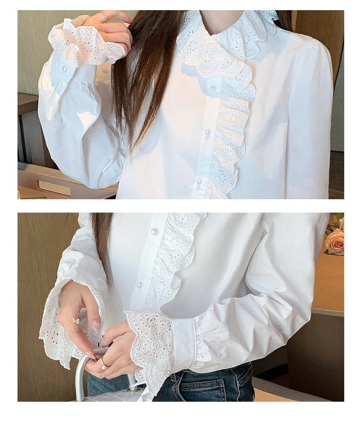 【tops】フリルシャツトップス　M29350