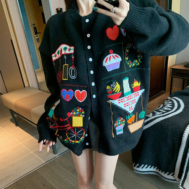 【outer】プリントニットカーデ　M26328