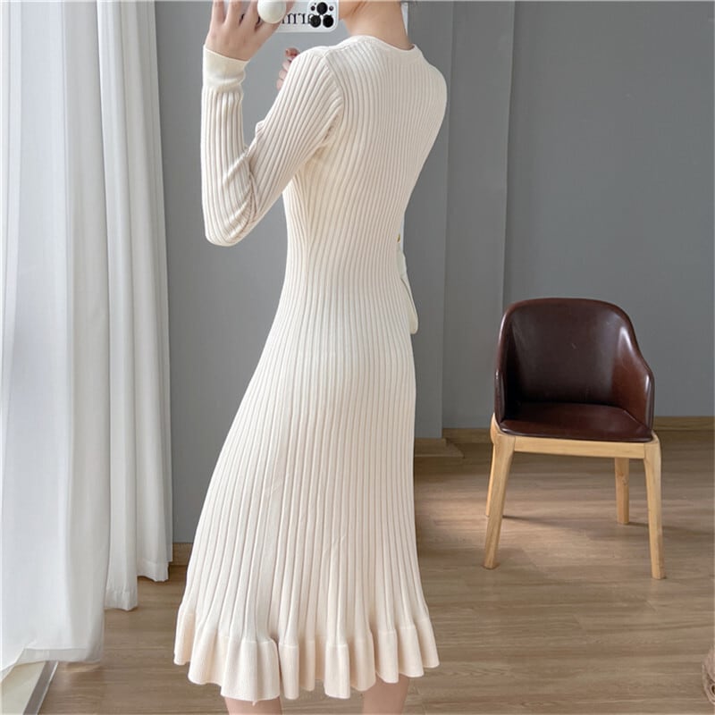【dress】フリルニットワンピース　M18383