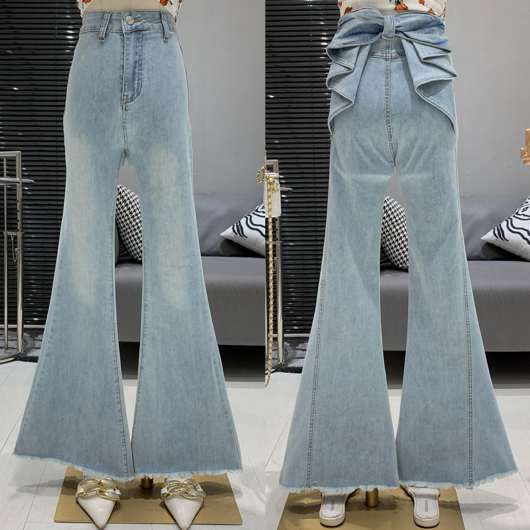 【bottoms】バックリボンフレアデニムパンツ　M30723