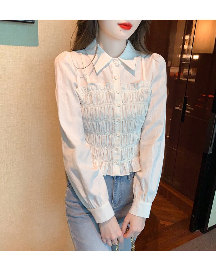 【tops】早い者勝ちスウィートパフスリーブシャツ　M17346