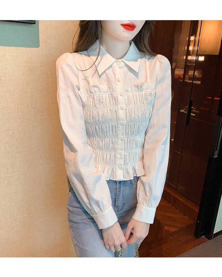 【tops】早い者勝ちスウィートパフスリーブシャツ　M17346