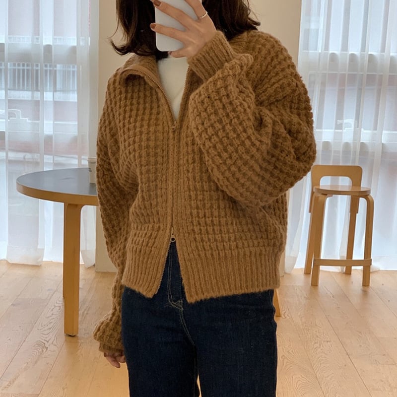 【outer】ファスナーニットカーデ　M26670