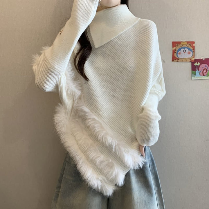 【tops】ファードッキングニットトップス Q7179