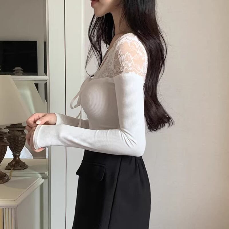 【tops】レースドッキングトップス Q7755