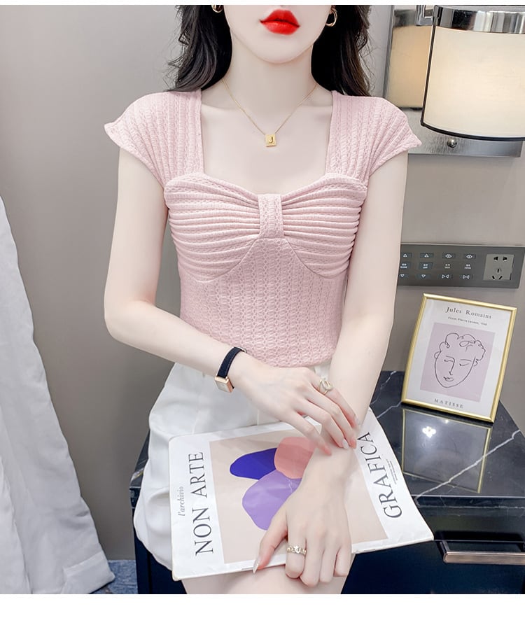 【tops】女子力アップエレガントTシャツ着心地良い　M17340