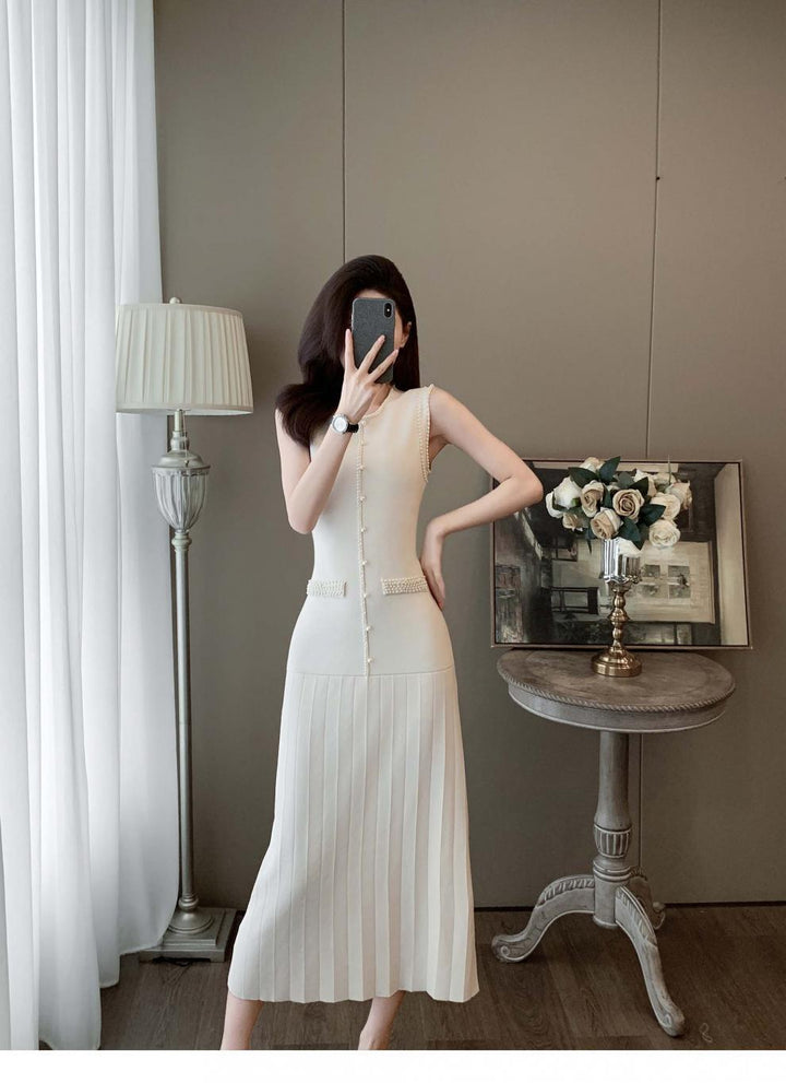 【dress】パールノースリーブニットワンピース　M24911