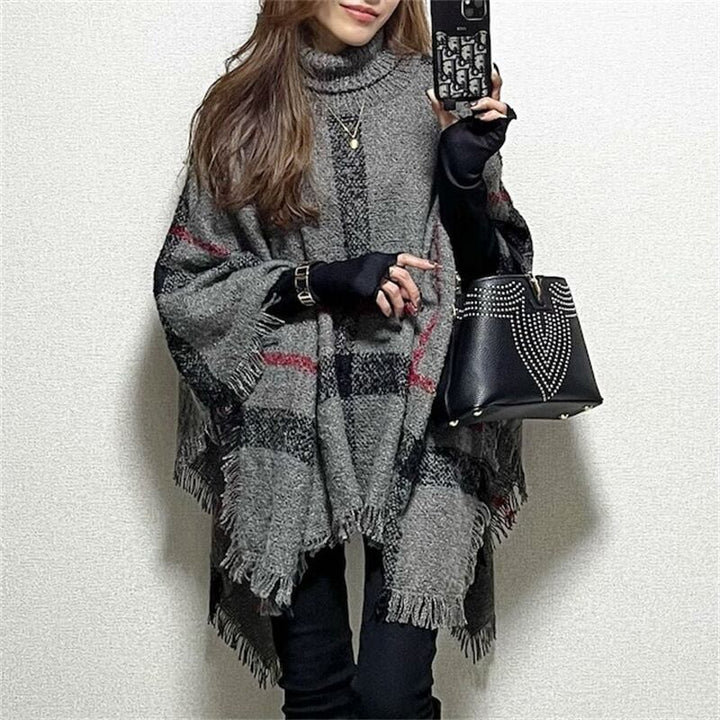 【tops】ハイネックケープニットセーター　M18451