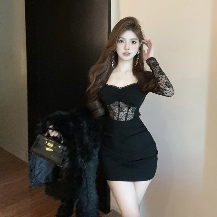 【dress】レース切り替えワンピース　M29606