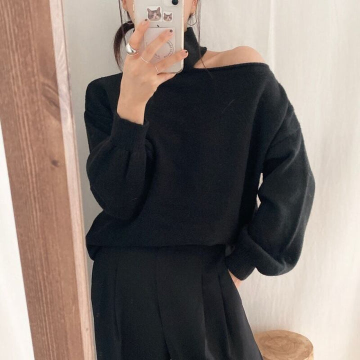 【tops】オフショルダーニットセーター　M26609