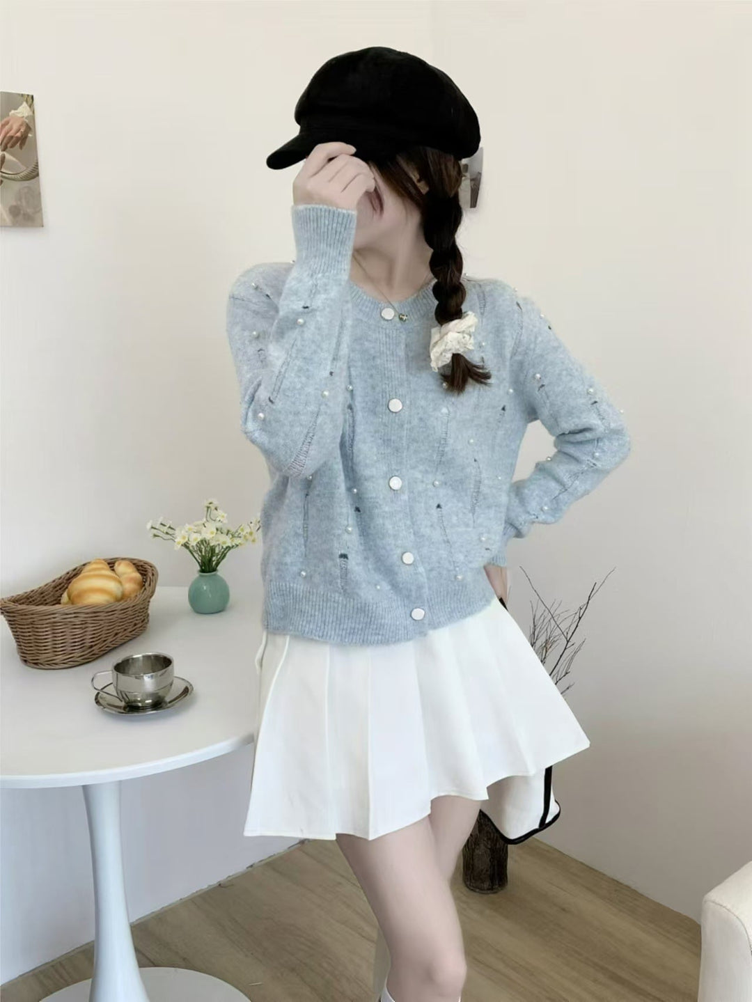 【outer】パールニットカーデ　M25675