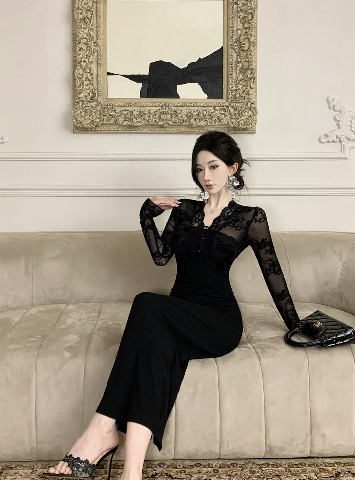 【dress】レース切り替えワンピース　M29431