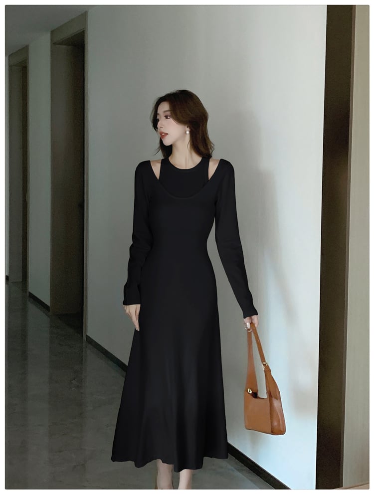 【dress】今季マストバイ切り替えニットワンピース　M17622