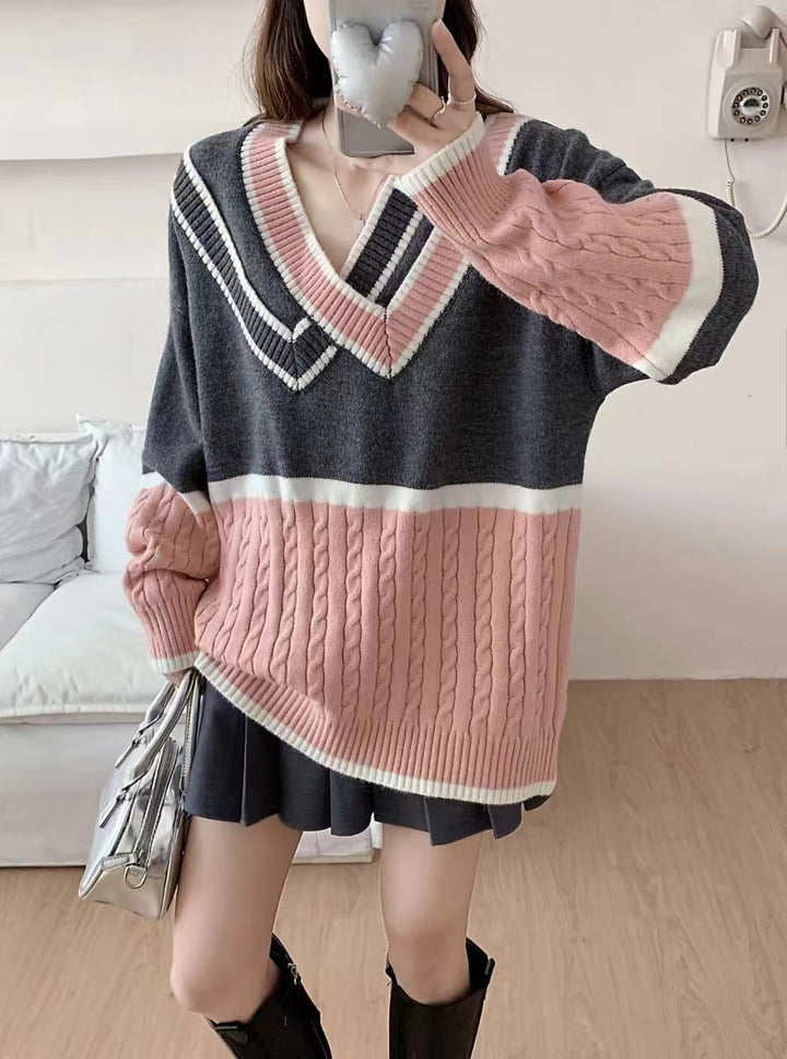 【tops】Vネックニットセーター　M26616