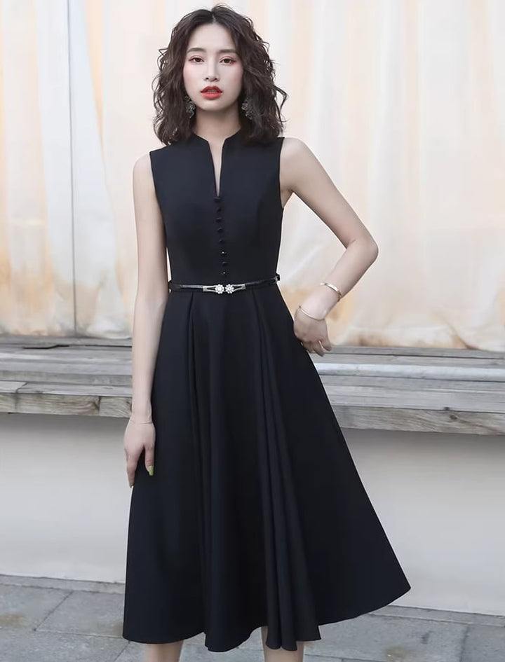 【dress】ノースリーブAラインロングフレアワンピース Q8438