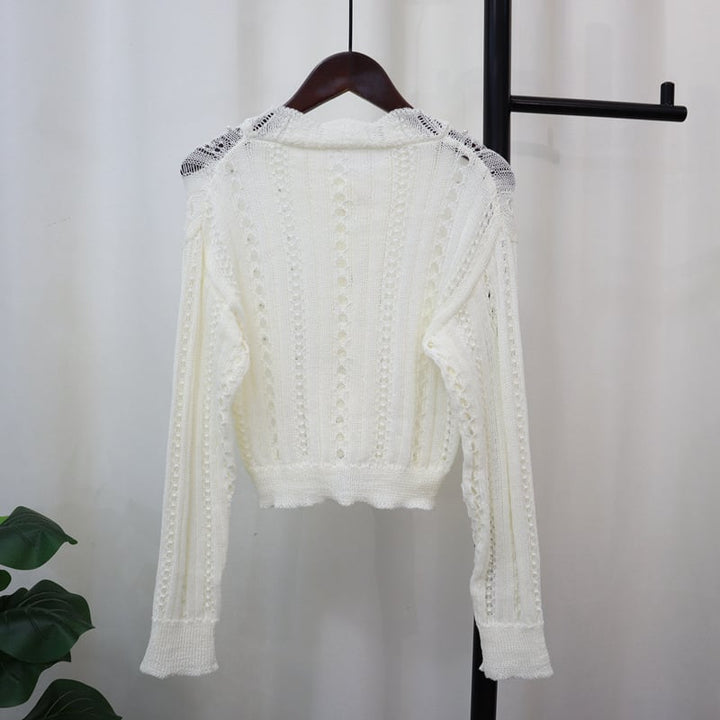 【outer】カットワークニットカーデ　M25765