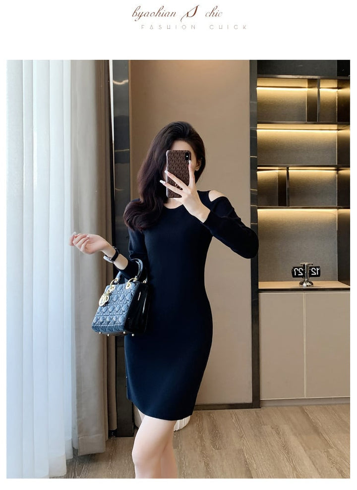 【dress】オフショルダーニットワンピース　M18266
