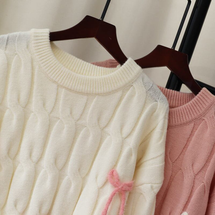 【tops】リボン付きニットセーター　M27472
