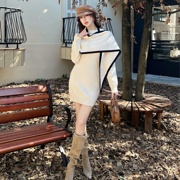【set】ショール×ニットワンピースセット Q7662