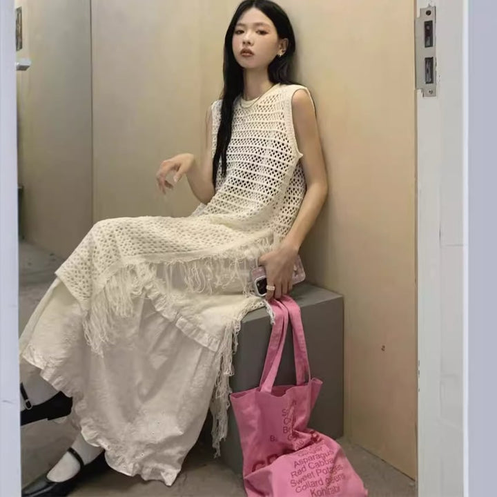 【dress】カットワークフリンジワンピース　M24756