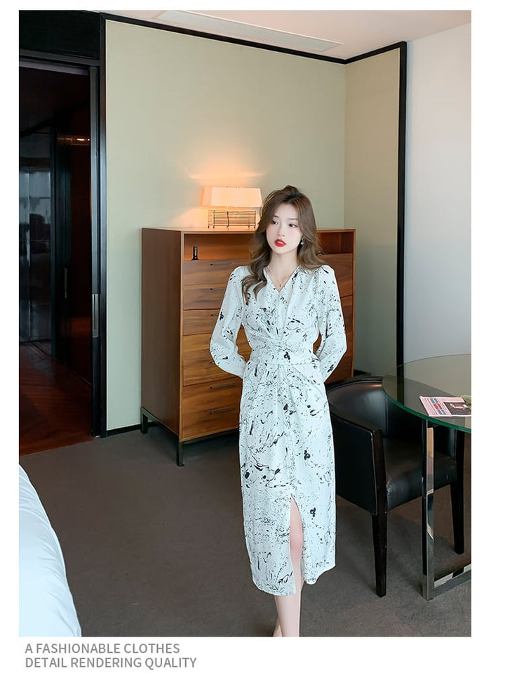 【dress】話題沸騰中 オシャレエレガントスリットワンピース　M16821