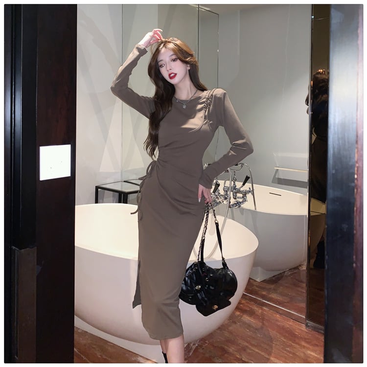 【dress】不規則 イレギュラースリットデートワンピース　M17040