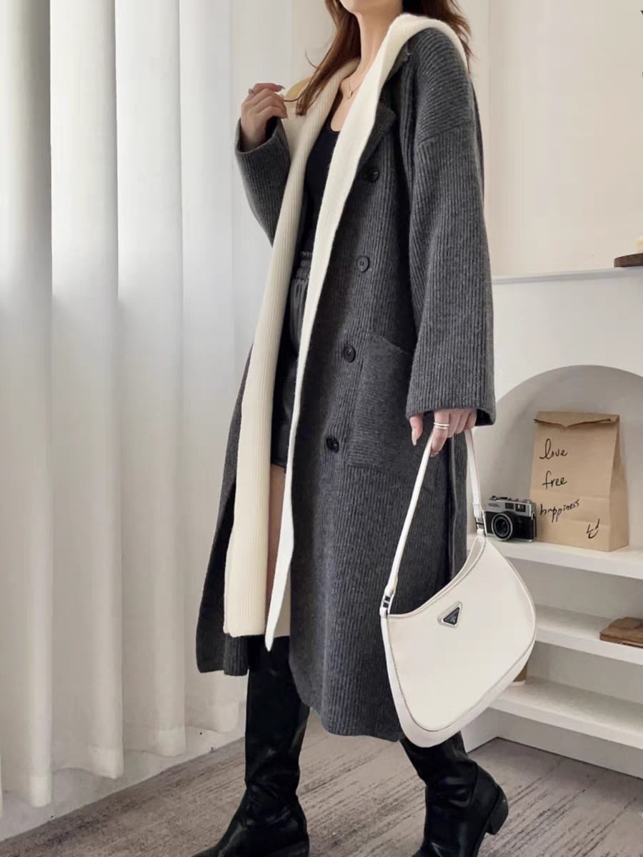 【outer】ドッキングロング丈ニットカーデ　M18270
