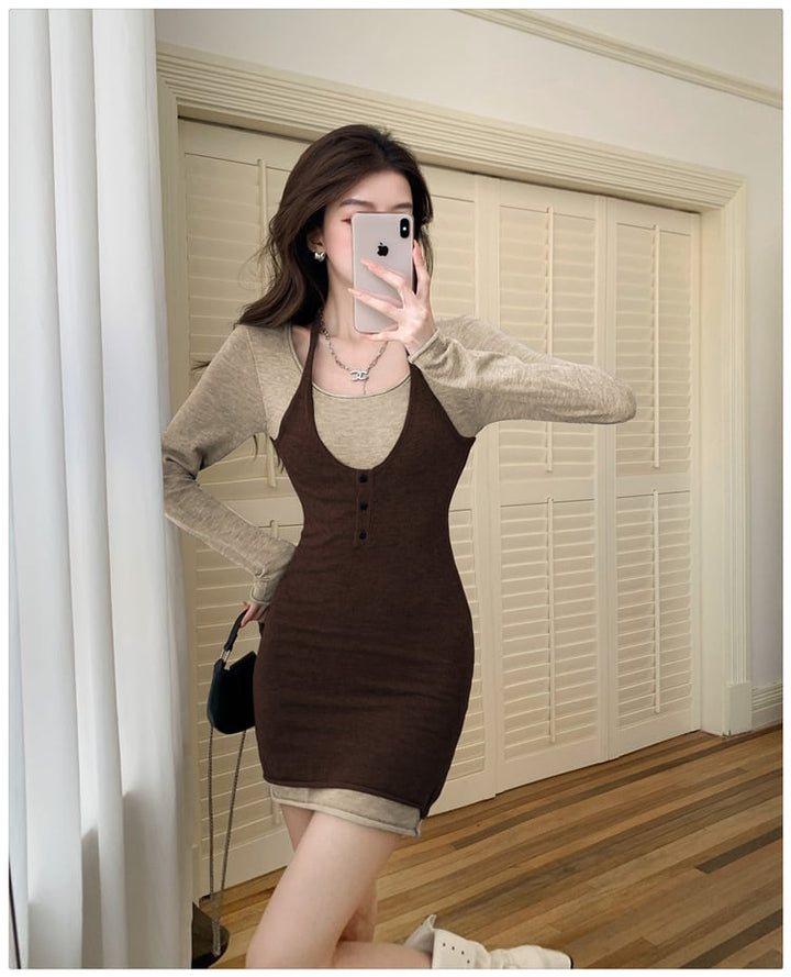 【dress】切り替えニットワンピース　M27072