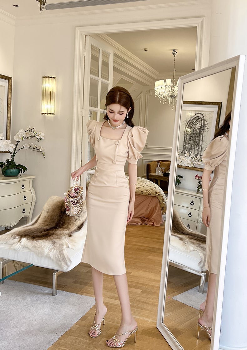 【dress】パフスリーブワンピース　M23076