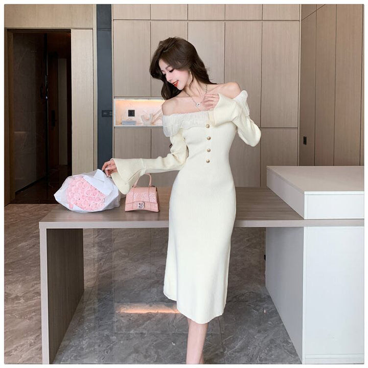 【dress】フリルニットワンピース　M18534