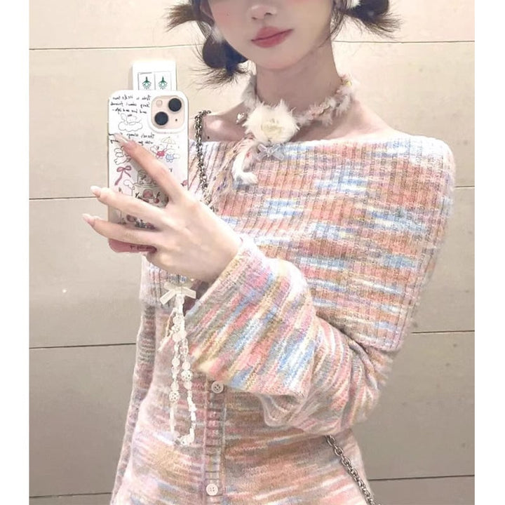 【tops】オフショルダーニットセーター　M28486