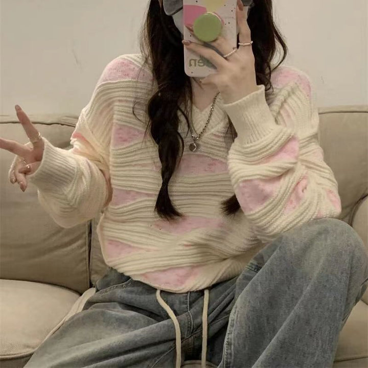 【tops】Vネックニットセーター　M18951