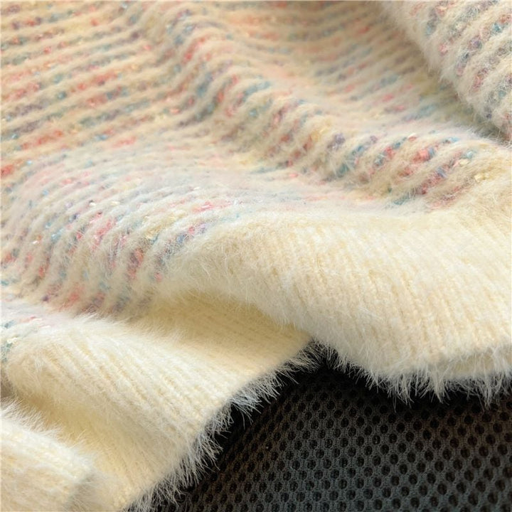 【tops】Vネックキラキラニットセーター　M18001