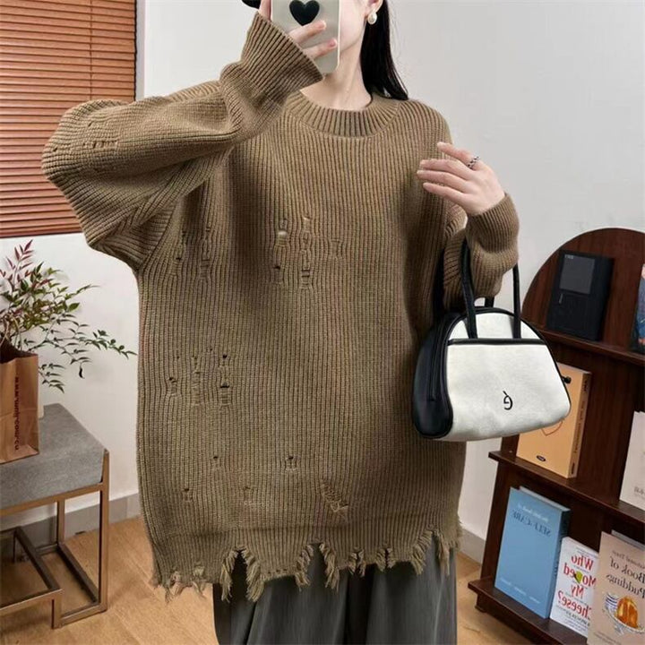【tops】ダメージ加工ニットセーター　M18700