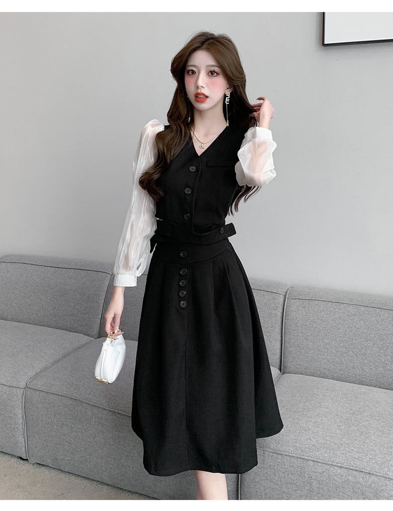 【dress】女子力アップエレガントデーワンピース着瘦せ　M17315