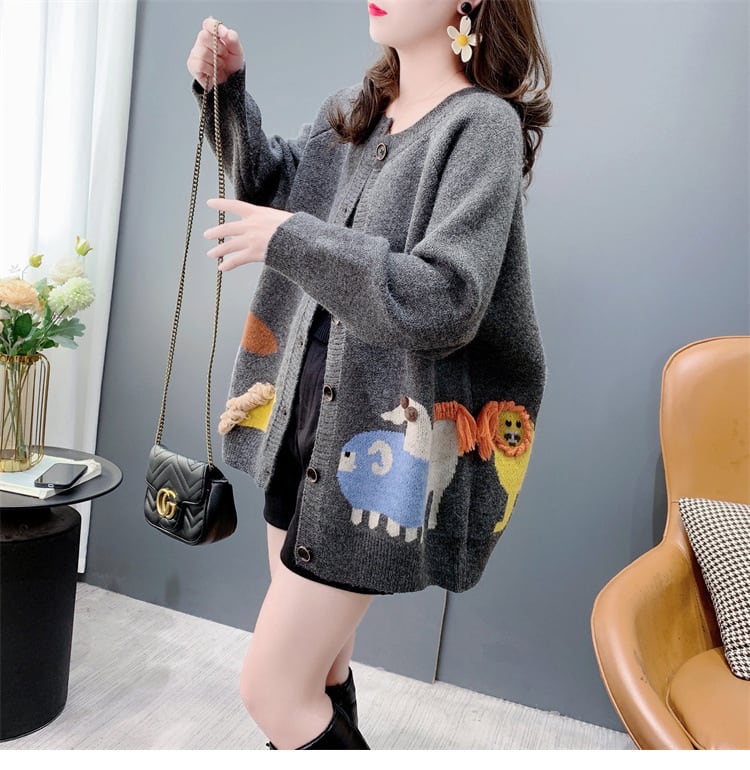 【outer】ジャカードニットカーデ　M27045
